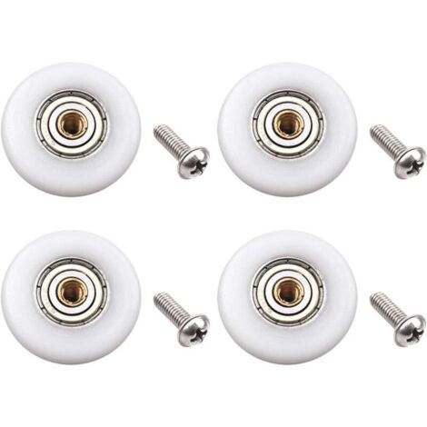 [JAMAIS UTILISÉ]Lot de 4 roulettes de porte de douche – Pièce de rechange pour porte de douche coulissante en verre de salle de bain (diamètre du rouleau 23 mm) (1/4)