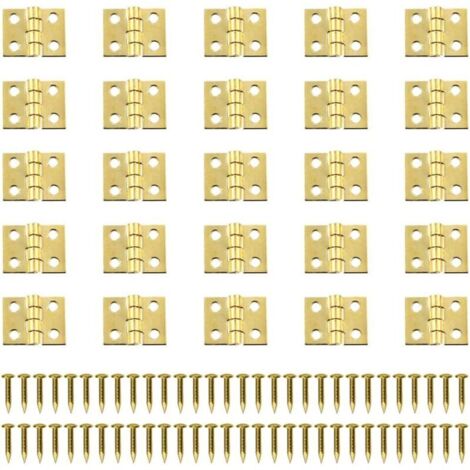 100 Pièces Mini Charniere Rétro Charnières Connecteurs Charniere Laiton Petite Charnières Métal Charnière Miniature avec Vis Cabinet Porte Tiroir Coffre