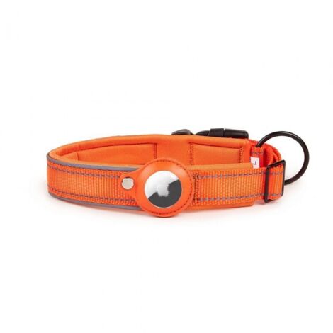[JAMAIS UTILISÉ]Collier Chien Rembourré pour AirTag, Collier pour Chien Réfléchissant Airtag Apple, Air Tag Intégré pour Petits, Moyens, Grands Chiens, [Orange - Taille M]