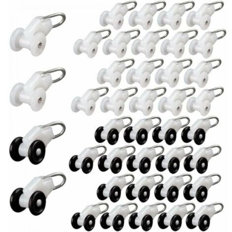[JAMAIS UTILISÉ]Rouleaux Planeur de Rideau 40 Pièces Crochet Pergola Rail Rouleaux de Rail de Rideau Roue de Poulie en Métal Crochet Rideaux Coulissants Rouleaux de Tringle à Rideaux Glisseur Rail Rid