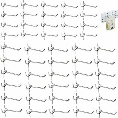 [JAMAIS UTILISÉ]50 Pièces Crochet Mural Perforé, Mur Perforé à Crochet Simple, Crochets Panneaux Perforés, Crochet D'accessoire Mural Perforé, pour Panneau Perforé Porte Panneau Mural, Magasin, 3.3mm, (1/4)