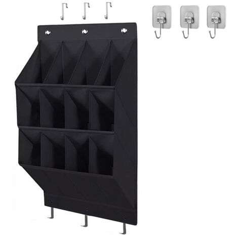 [JAMAIS UTILISÉ] Over the Door Shoe Organizer, 12 Pockets Hanging Shoe Storage Rack with Large Deep Pockets, Oxford 600D Fabric Grey Shoe Storage Rack with 6 hook for Shoes, Slipper,Home Accessories e
