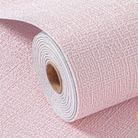 Self-Adhesive Wallpaper Removable Furniture Wallpaper 50cm x 5m Textured Grasscloth Adhesive Wallpaper for Bedroom Wardrobe, Rose