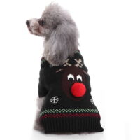 Pet Xmas Pull-Overs - Winter Dog Jumper, Christmas Pattern, Winter Knitted Coat for Small Medium Dogs, Cats and Rabbits, M