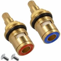 2 Pièces Cartouche de Rechange pour Robinet en Céramique 20 Crans Universelles de Rechange pour Robinet en Laiton avec Vis Rechange pour Robinet Cuisine Maison Salle de Bain Pièces de Robinet