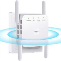 Répéteur WiFi Exterieur, 2025 Nouveau Amplificateur WiFi 1200Mbps, Répéteur WiFi Puissant sans Fil Double Bande 5GHz & 2.4GHz WiFi Extender, Compatible avec Toutes Les Box Internet Ethernet Port