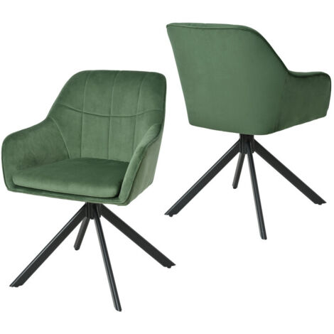 360° swivel dining chairs with ergonomic backrest, double extra-thick seat and sturdy metal base - Set of 2 - Green (1/5)