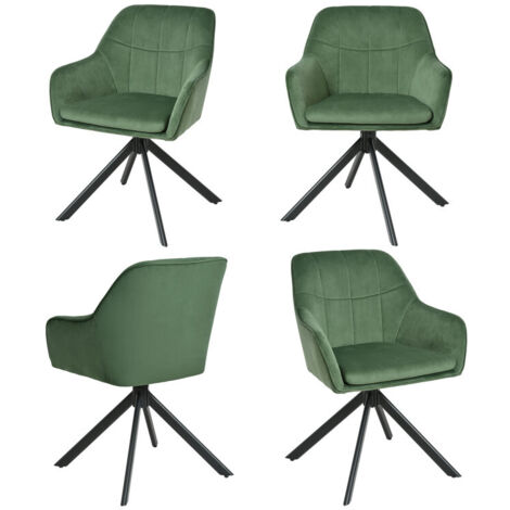 360° swivel dining chairs with ergonomic backrest, double extra-thick seat and sturdy metal base - Set of 4 - Green (1/5)