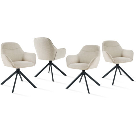 360° swivel dining chairs with ergonomic backrest, wide seat and sturdy metal base - Set of 4 - Beige