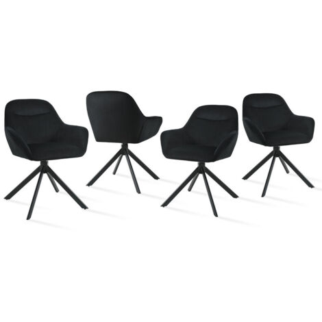 360° swivel dining chairs with ergonomic backrest, wide seat and sturdy metal base - Set of 4 - Black (1/5)