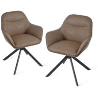 360° swivel dining chairs with ergonomic backrest, wide seat and sturdy metal base - Set of 2 - Mocha Brown