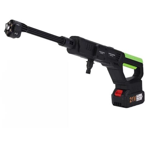 Nettoyeur haute pression sans fil, nettoyeur haute pression portable 6 en 1 avec buse réglable, portée de 9 m, pour le nettoyage des voitures et des sols(Noir et vertavec 21Batteries) (1/4)