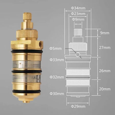 Cartouche de remplacement thermostatiques 34MM -Kit de réparation en laiton -Convient à la plupart des modèles de cuisine et de salle de bain