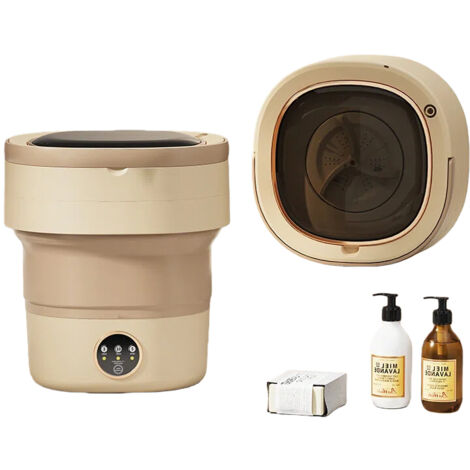 Machine à laver pour sous16L-Mini Machine à laver -Machine à laver portable - Nettoyage en profondeur pour petits vêtements, pliable, idéale pour la maison, l'hôtel et les voyages（Brun）