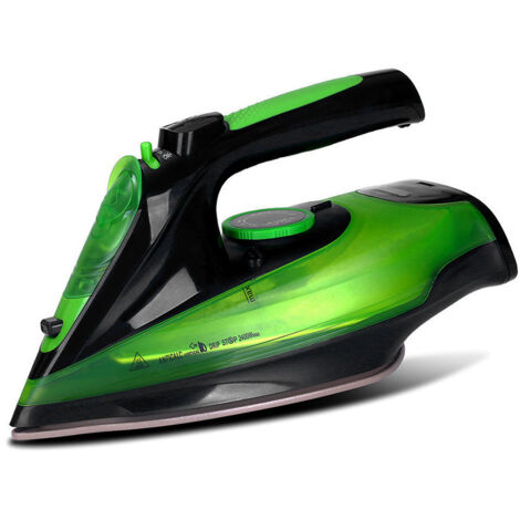 Fer à Repasser sans Fil avec Station de Charge, jusqu'à 2400W & 35 g/min de Vapeur Continue, Réglage Températur, Semelle Céramique, Repassage Vertical-vert