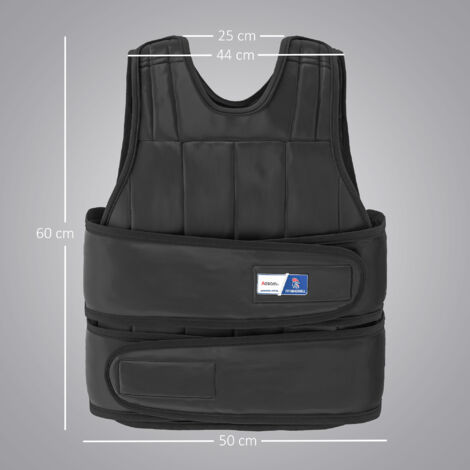 Gilet Lesté HOMCOM X Fédération Française Handball – Réglable 20 Kg Max, 38 Sacs De Poids Amovibles, Pour Musculation, Boxe, Crossfit