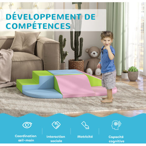 5PCs Modules de Motricité en Mousse Grands XL COSTWAY-Blocs de Construction sur Logiciel avec Housse pour Enfant 9mois-3 ans-Rose - Jeux - Jouets