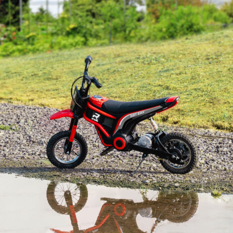 HomCom Moto cross électrique enfant avec roulettes amovibles rouge (370