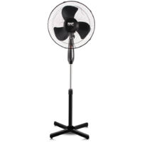 Stand Fan with Pedestal Base, Height Adjustable Pedestal Fan with and Touch Control Panel, Free Standing Fan with 70-Degree Oscillating and 3-Speed Settings, Black