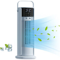 16'' Misting Tower Fan, 700ml Tank, 180° Oscillating Fan w/Remote, Bladeless Desk Fan, 3 Speeds, Timer, Cooling Fan for Bedroom, Desk, Table, Office, Room