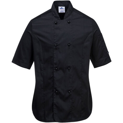 Chaqueta de cocina para mujer Raquel - Manga corta y cómoda / Negro / XS