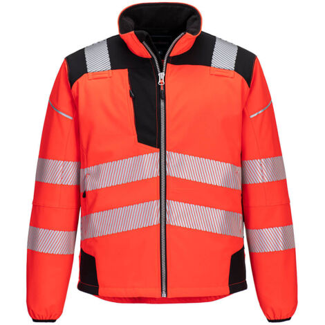 Softshell de alta visibilidad PW3 - Transpirable, impermeable y corta-viento / Rojo Negro / XXL