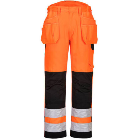 Pantalones de A.V Holster PW2  bolsillos multi-uso de pistolera y para rodilleras PORTWEST PW242 42 pulgadas Naranja/Negro