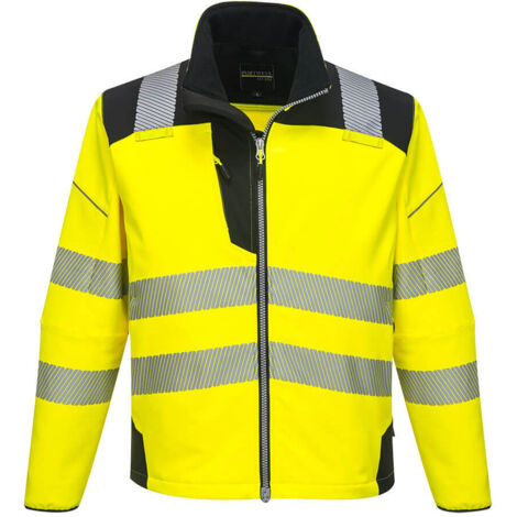 Softshell de alta visibilidad PW3 - Transpirable, impermeable y corta-viento / Amarillo Negro / XL