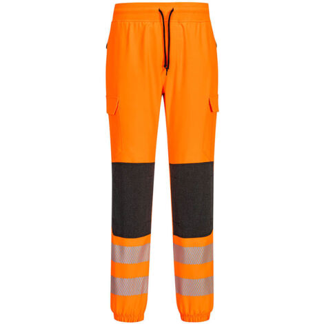 PW3 Hi-Vis Flexi Jogger: Pantalón Deportivo de Alta Visibilidad / Naranja Negro / S