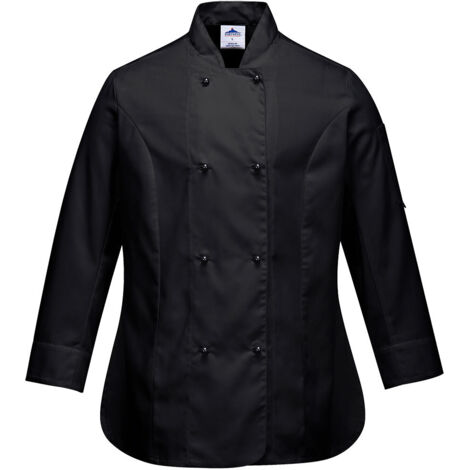 Chaqueta de cocina para mujer Raquel, con manga larga Negro XS