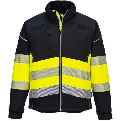 Chaqueta Softshell PW3 Alta Visibilidad Clase 1 Negro/Amarillo 3XL