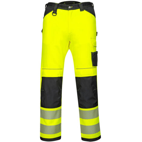 Pantalón PW3 de trabajo de alta visibilidad amarillo/negro, corto, L - FR(46) - UK(36)