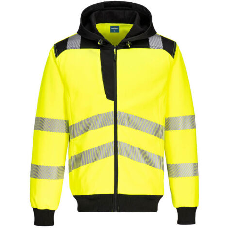 Sudadera de Alta Visibilidad con Capucha y Cremallera PW3 / Amarillo Negro / S (1/2)