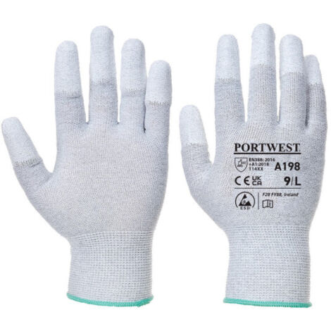 Guante Antiestático con Puntas Recubiertas de PU / Gris / XXL