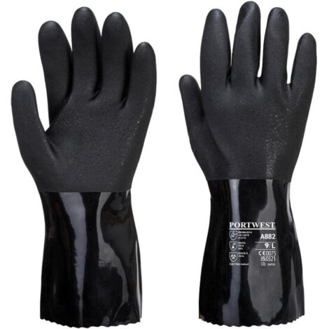 Guante químico de PVC ESD - Protección y Agarre Superior / Negro / S