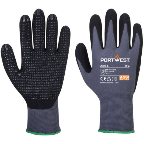 Guantes DermiFlex Plus Gris/Negro S - Talla 7