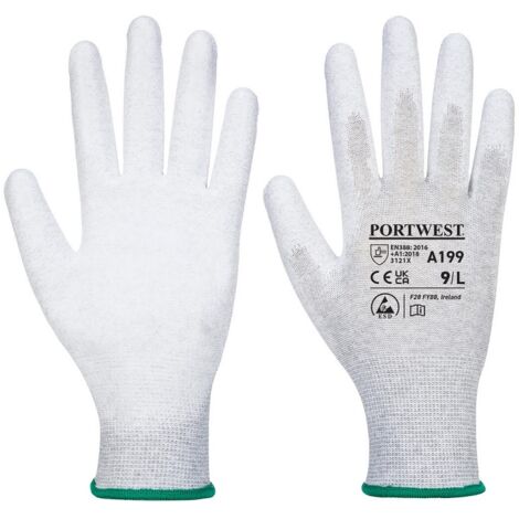 Guantes de palma recubierta de PU antistático gris XL - Talla 10