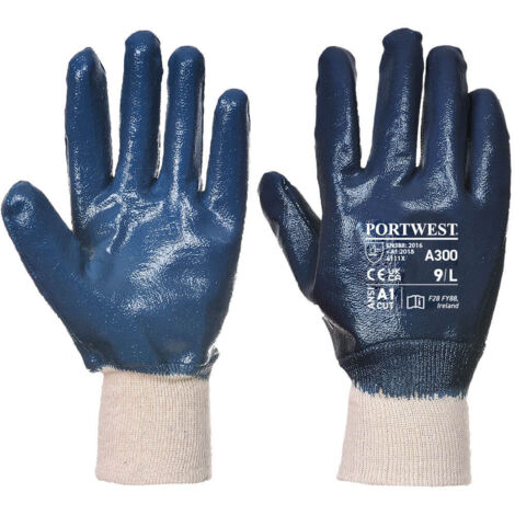 Guantes de nitrilo, muñeca de punto Marine L - Talla 9