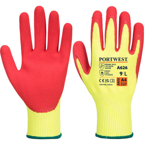 Guantes Vis-Tex anticorte HR Nitrilo Amarillo/Rojo M - Talla 8