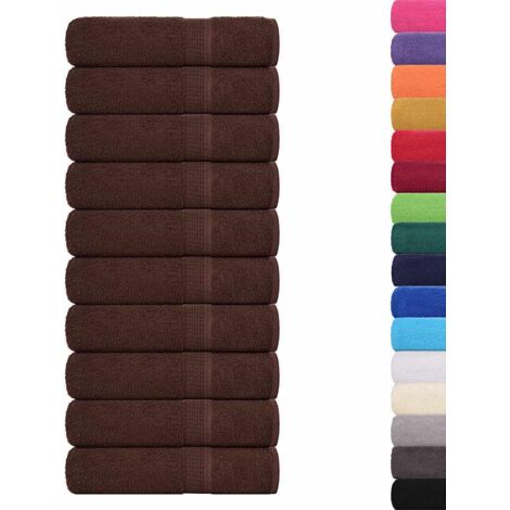 Toallas de mano 10 uds 100% algodón marrón 50x100 cm 360 gsm vidaXL