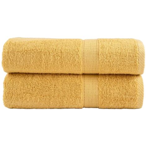 Toallas de ducha SOLUND 2 unidades dorado 70x140 cm 600 gsm vidaXL
