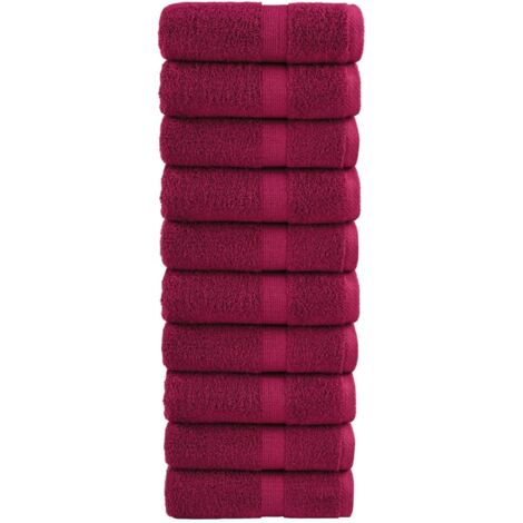 Toallas de baño premium SOLUND, 10 unidades, burdeos, 30 x 30 cm, 600 g/m² vidaXL