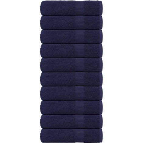 Toallas invitados 10uds 100% algodón azul marino 360gsm vidaXL