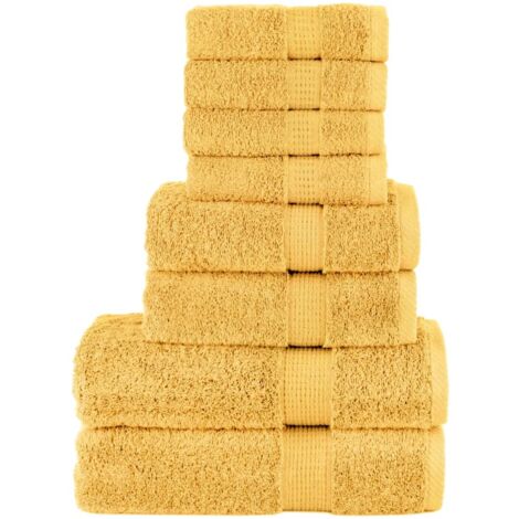 Juego de toallas premium SOLUND 8 unidades dorado 600 gsm vidaXL