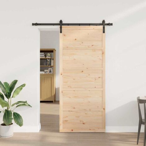 Puerta deslizante Marrón 80 x 208 cm Madera maciza de pino vidaXL