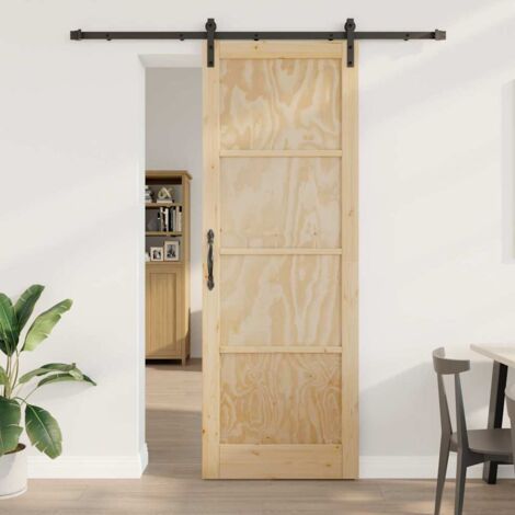 Puerta Corredera Manual Natural y negro 83 x 232 cm vidaXL