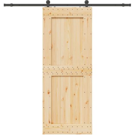 Puerta corredera con herrajes madera maciza de pino 90x210 cm vidaXL (1/5)
