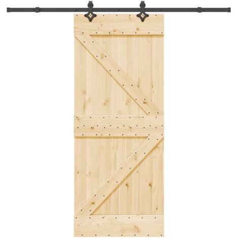 Puerta corredera con herrajes madera maciza de pino 85x210 cm vidaXL (1/5)