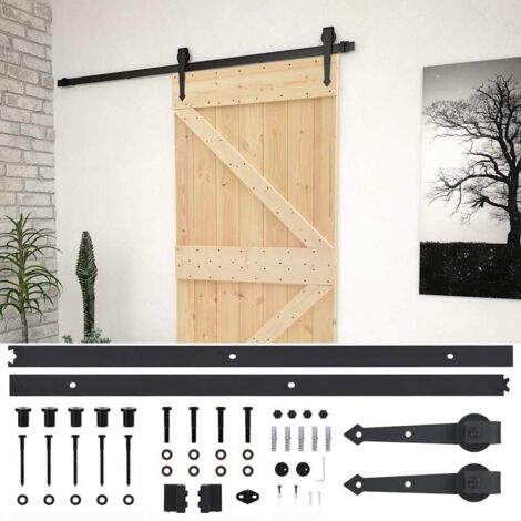 Puerta corredera con herrajes madera maciza de pino 80x210 cm vidaXL