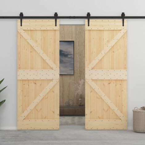 Puerta corredera con herrajes madera maciza de pino 90x210 cm vidaXL